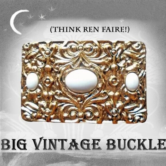 Big Belt Buckle is HUGE - Vintage Sash Buckle Renaissance Ren Faire Fashion - Picture 1 of 12